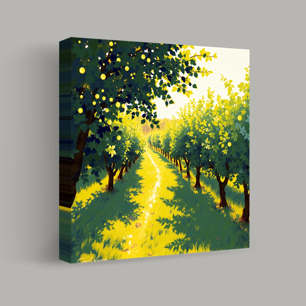 Pathway Through the Sunlit Orchard — canvas