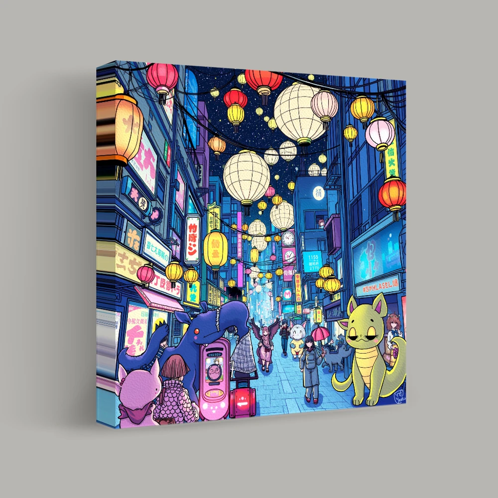 Lantern Glow in Fantasy Alley — canvas