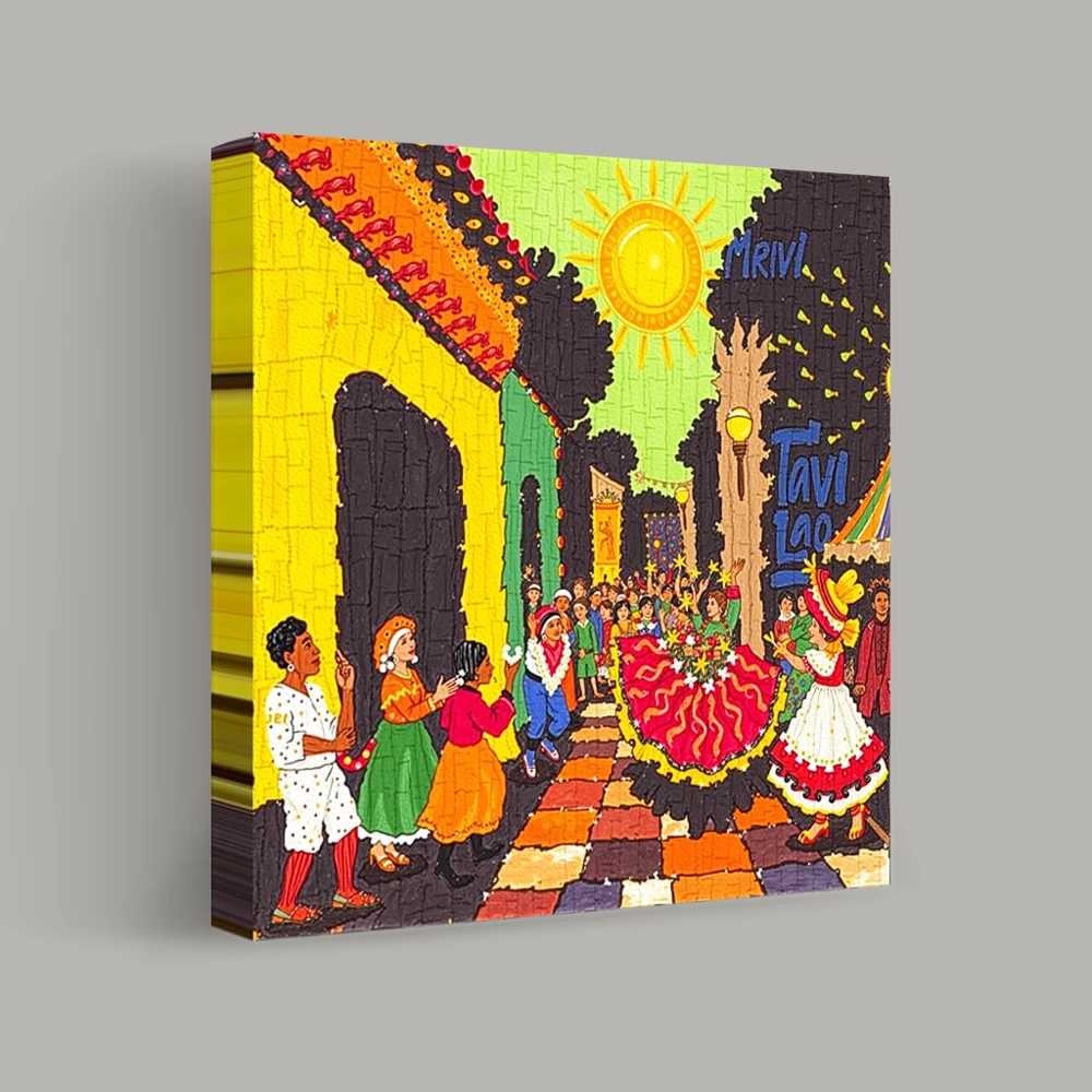 Streets Alive with Colorful Celebration — canvas