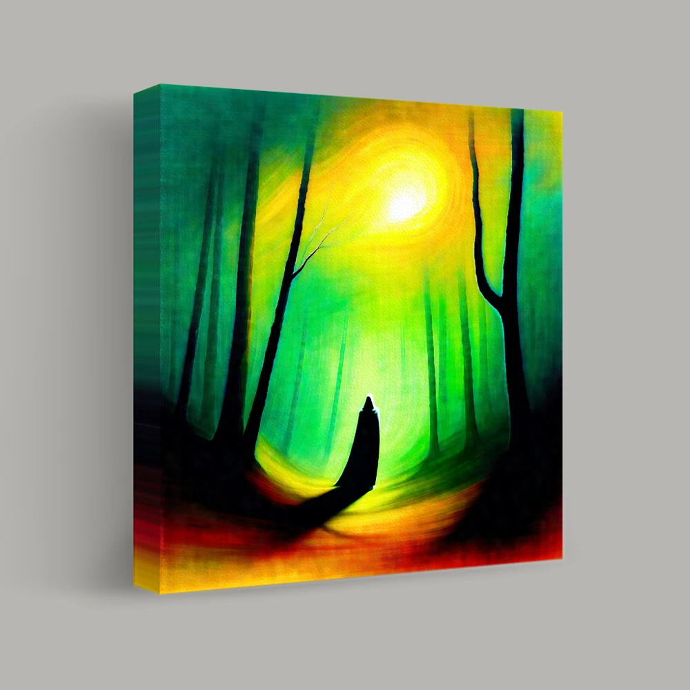 Cloaked Wanderer in the Enchanted Woods — canvas
