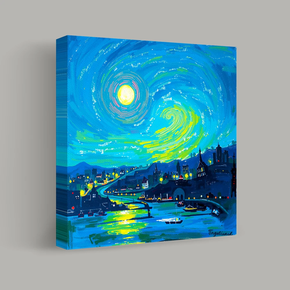 Whirlwind Over a Quiet Harbor — canvas