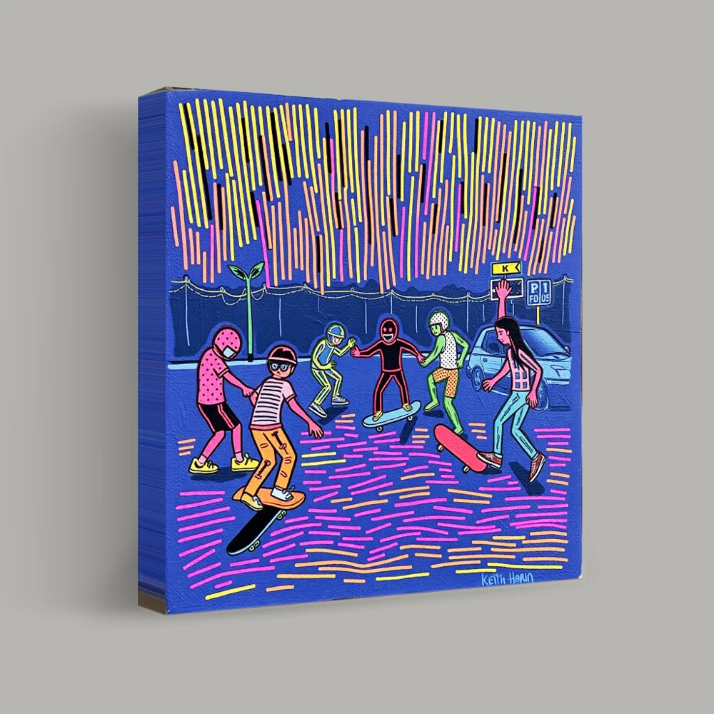 Skateboard Nights and Neon Lights — canvas