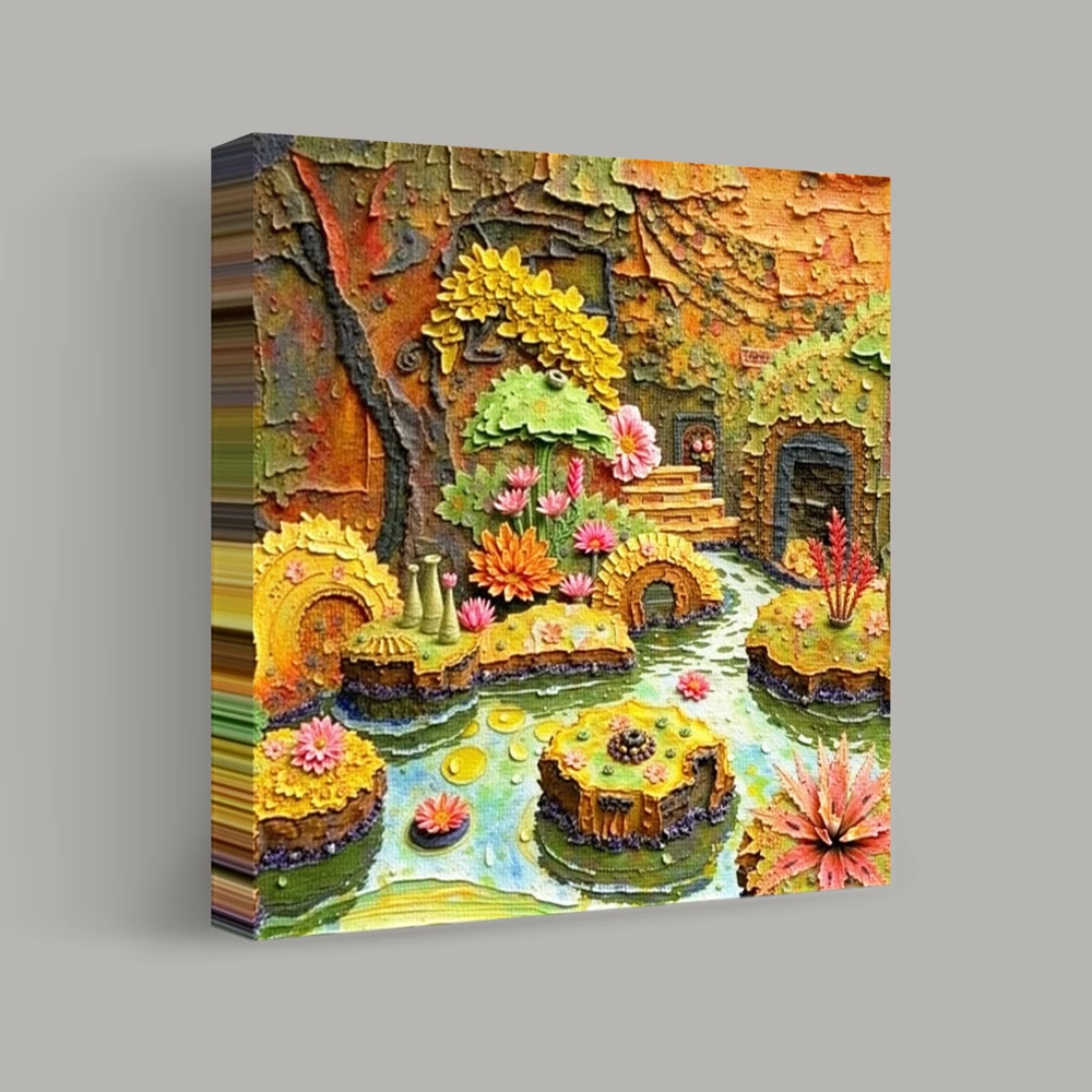 Whimsical Garden Oasis — canvas