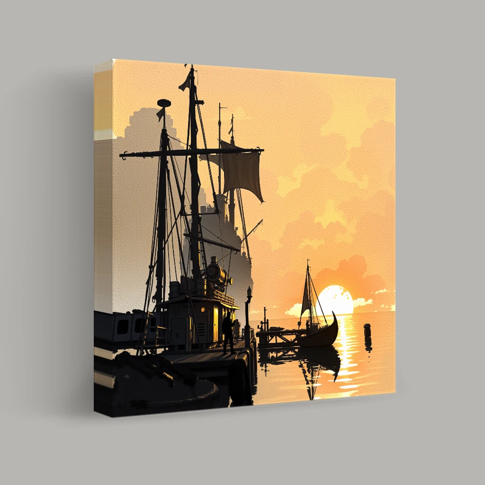 Harbor at Sunset — canvas