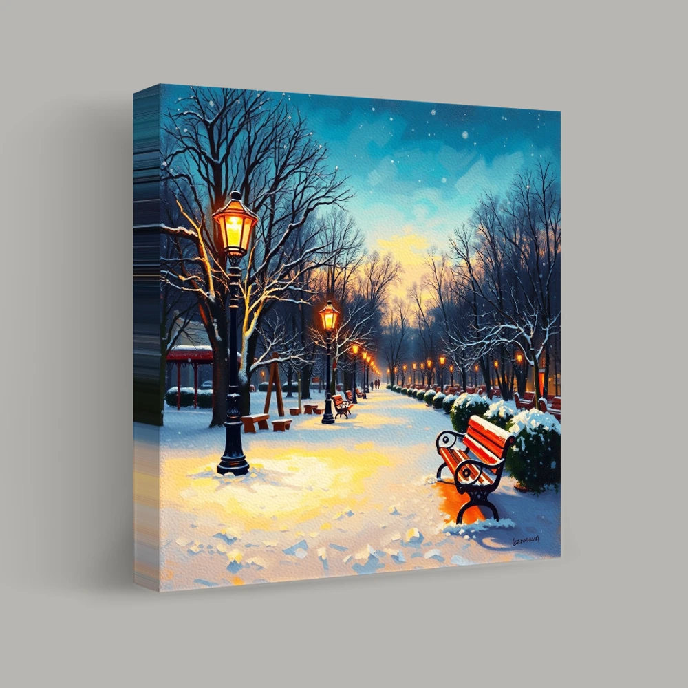 Twilight Stroll Through Winter's Embrace — canvas