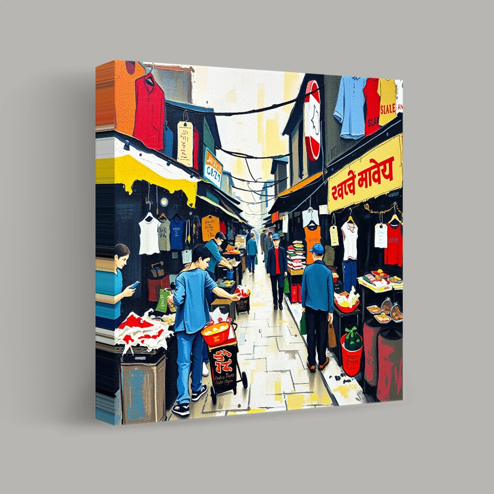 Lively Tapestry of the Bazaar — canvas