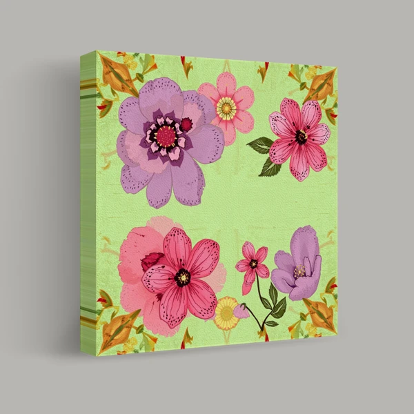 Floral Collage on Light Green view 1