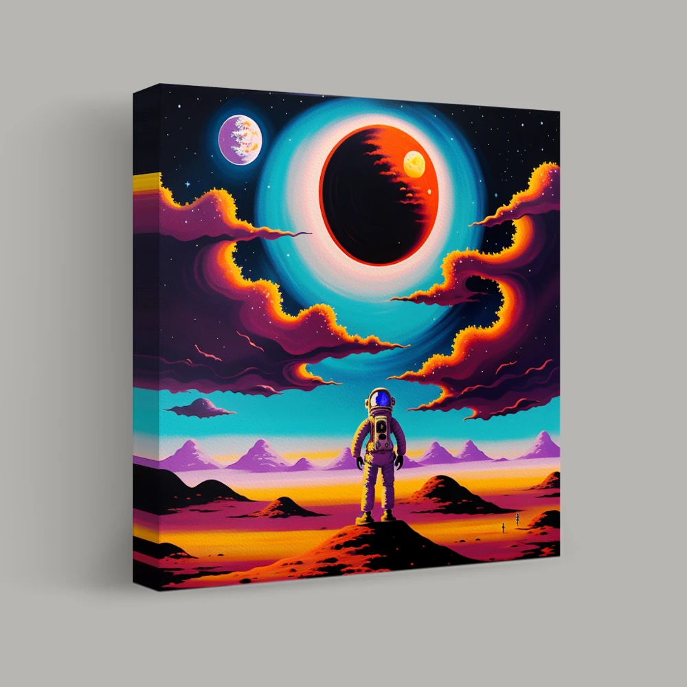 Celestial Wanderer Under a Crimson Sky — canvas