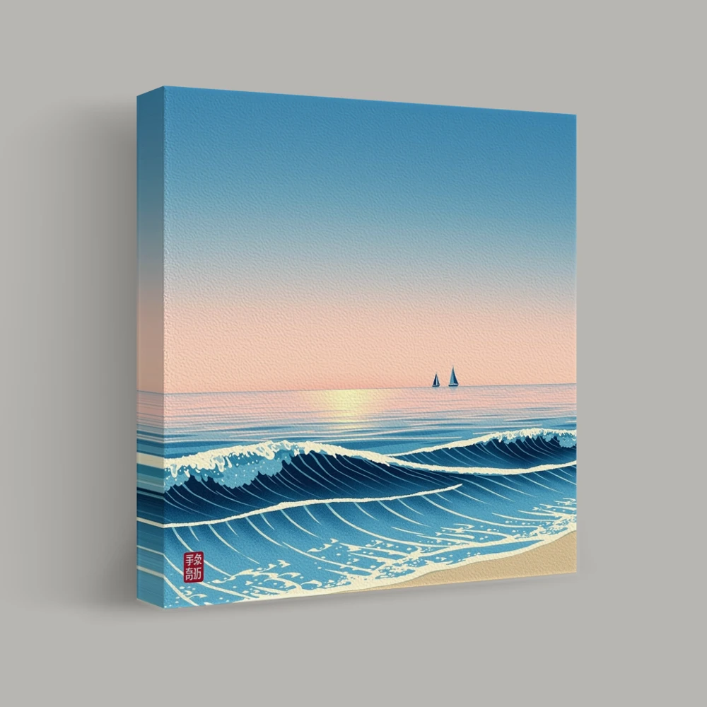 Sailboats on a Calm Sea at Sunset — canvas