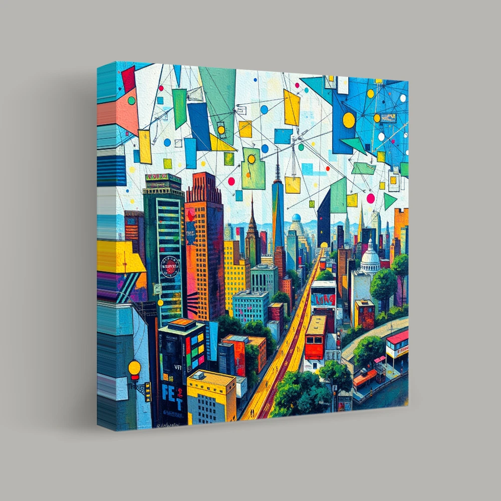 Geometric Skyline Symphony — canvas