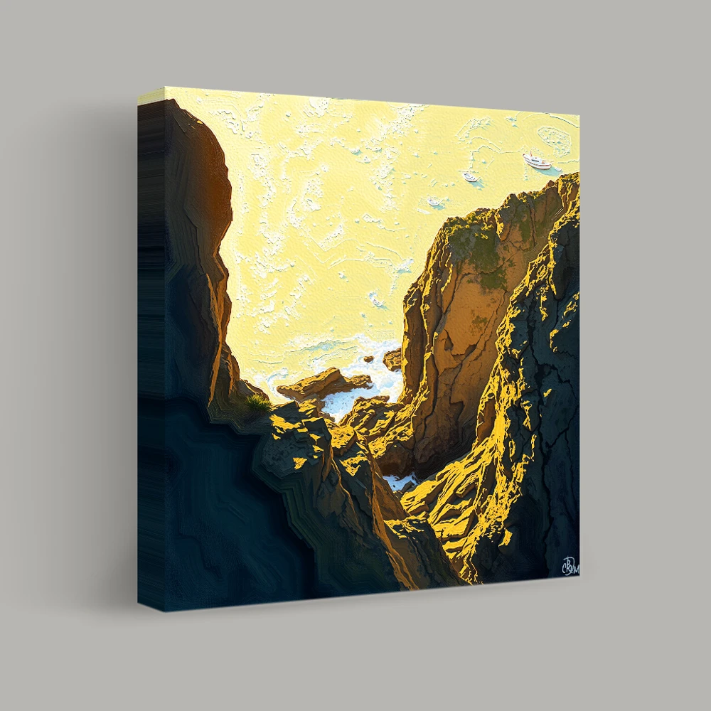 Golden Cliffs by the Sea — canvas