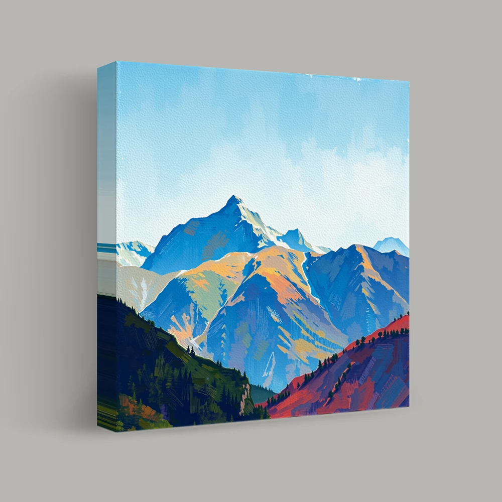 Majestic Peaks under a Clear Sky — canvas