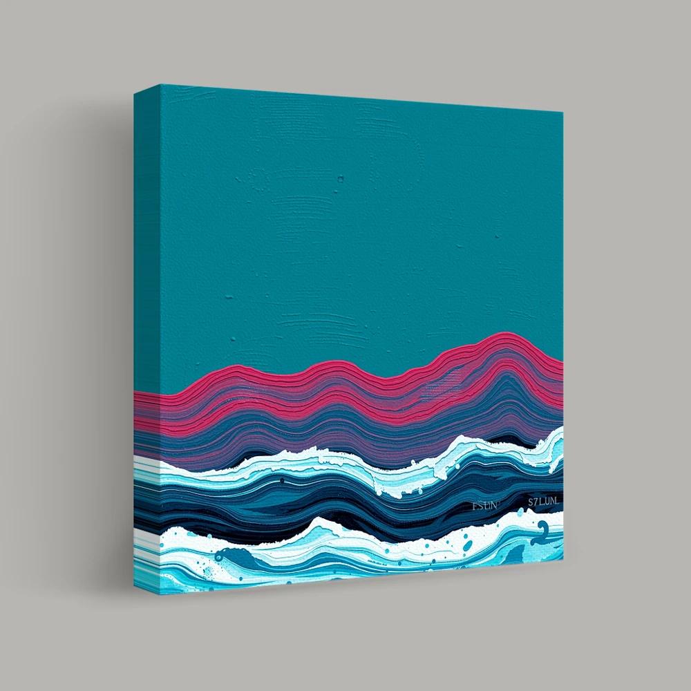 Ocean Waves in Vivid Layers — canvas