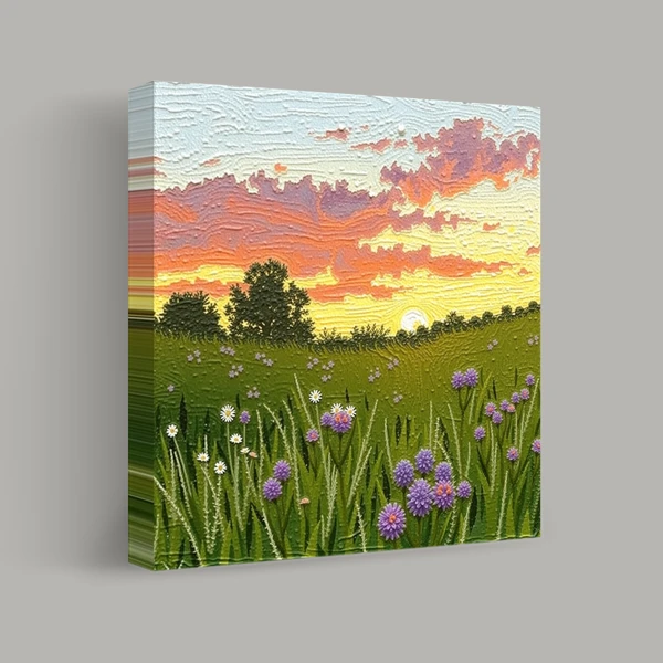 Sunset Over Blossoming Meadow view 1