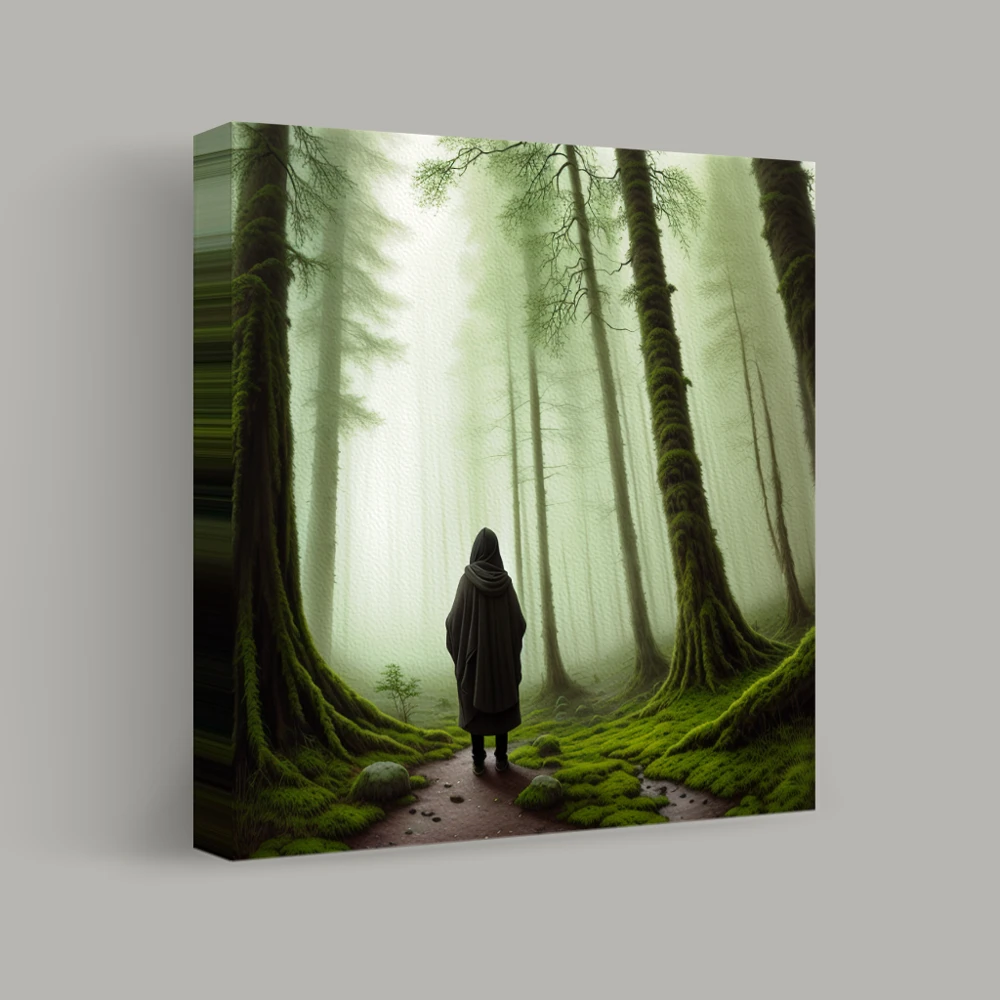Wanderer in the Misty Forest — canvas