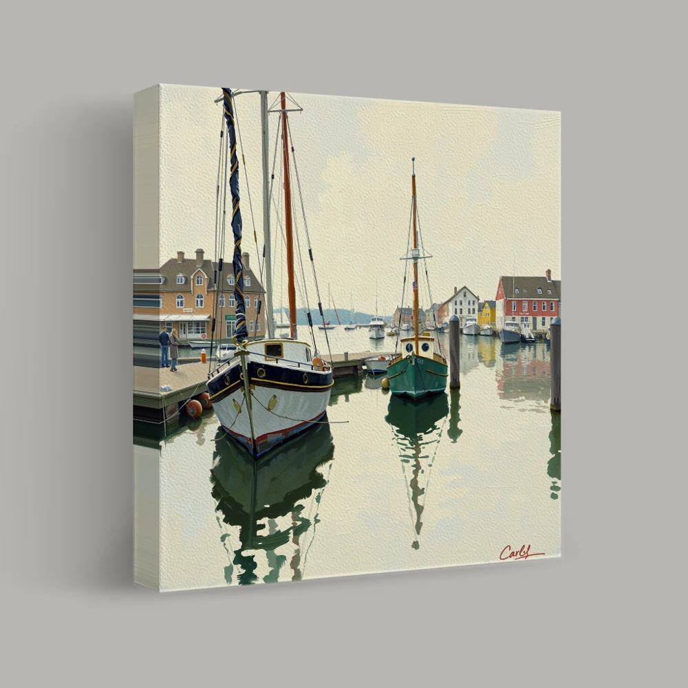 Harbor Reflections at Dawn — canvas