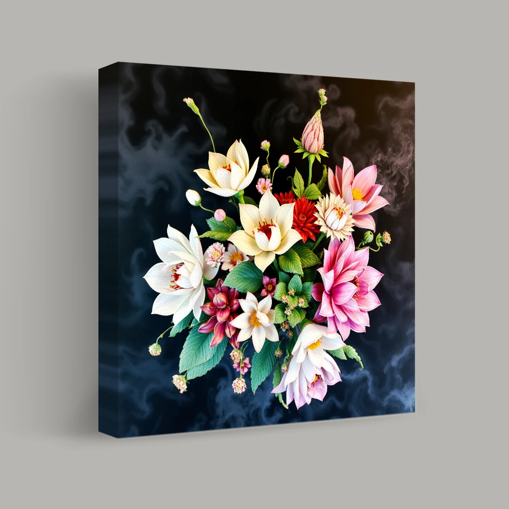 Floral Composition with Dark Undertones — canvas