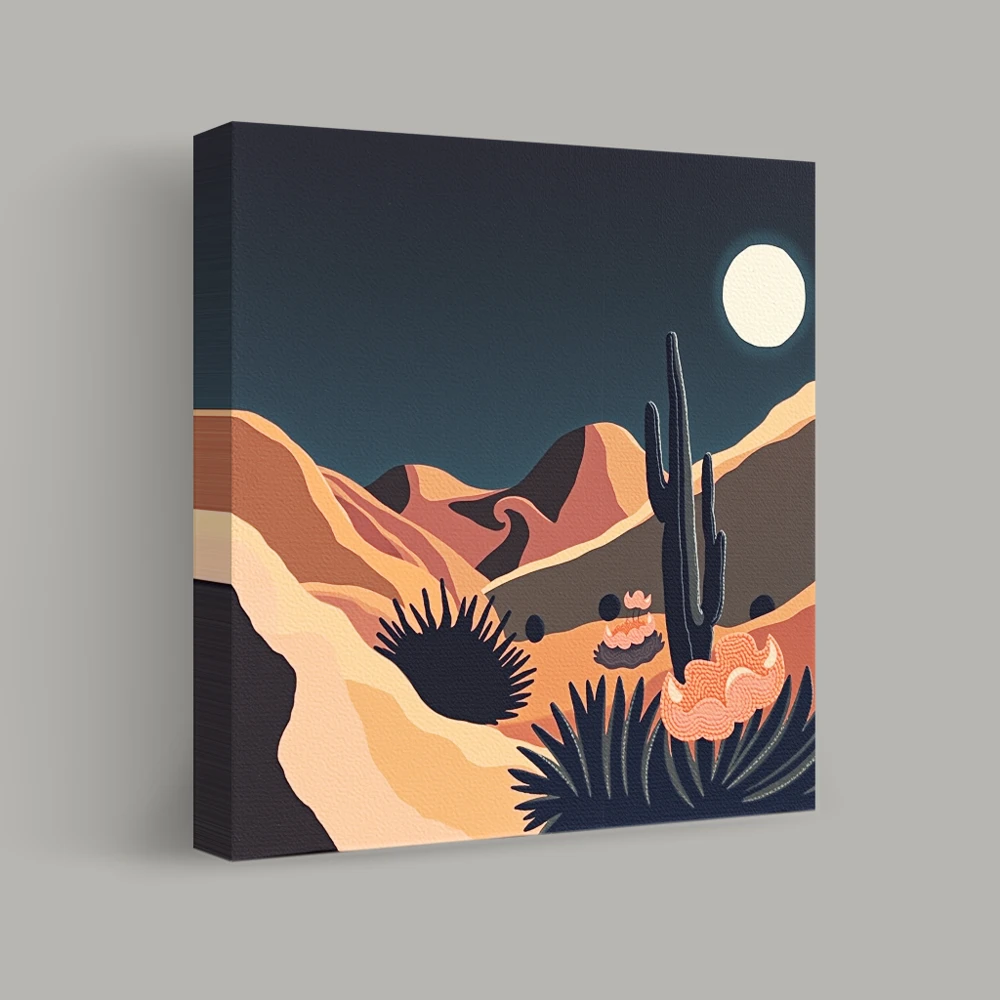 Moonlit Desert Serenity — canvas