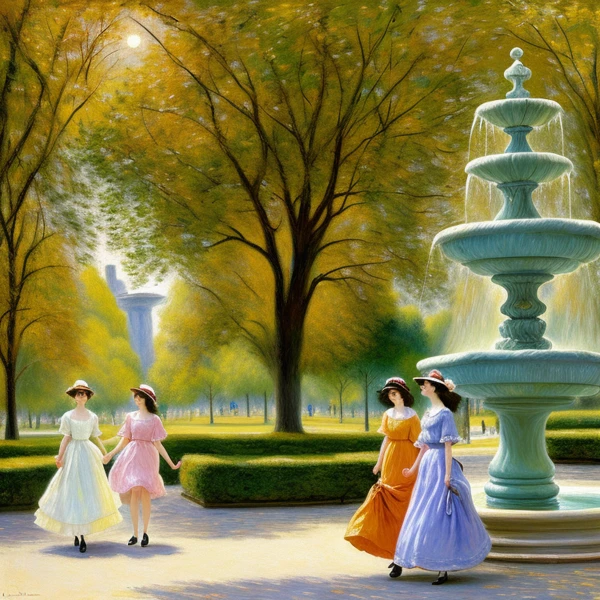 Afternoon Stroll in the Sunlit Park