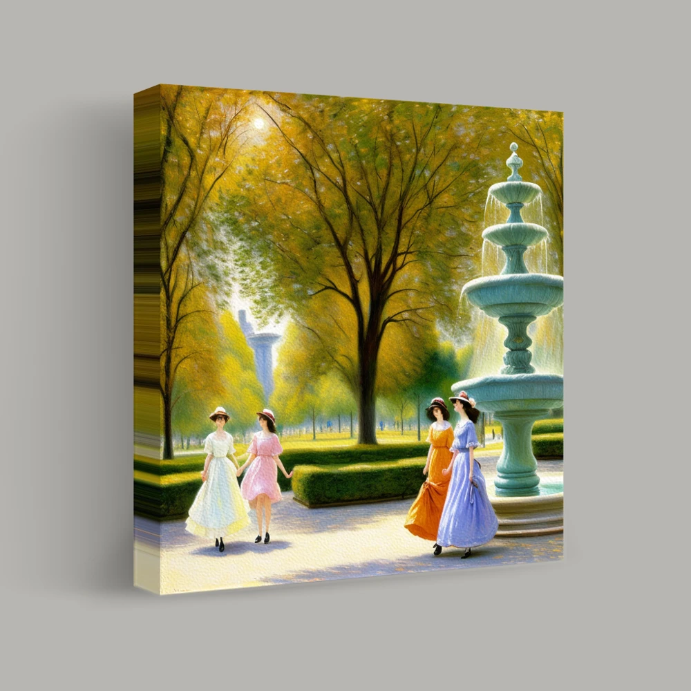 Afternoon Stroll in the Sunlit Park — canvas