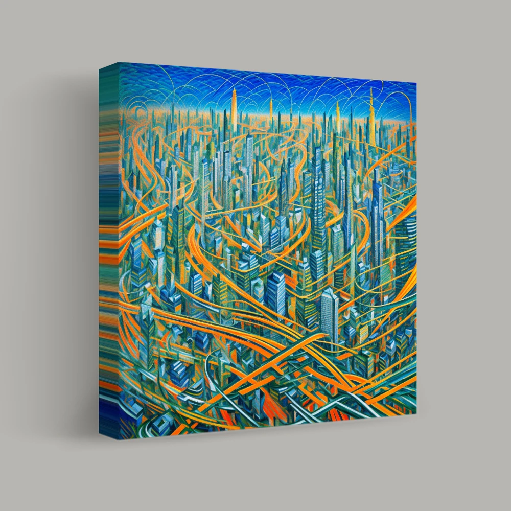 Cascading Urban Symphony — canvas