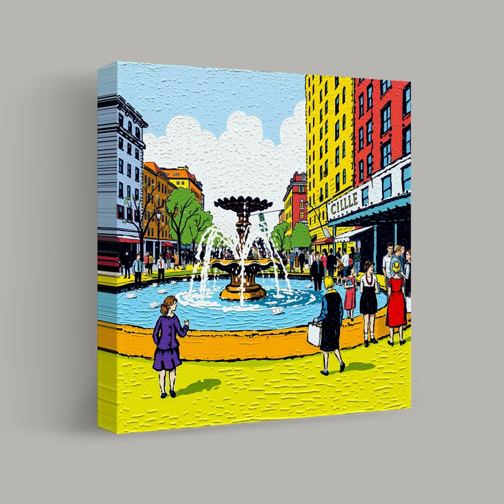 A Day in the Lively Square — canvas