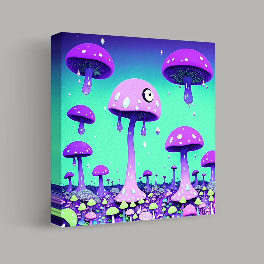 Enchanted Forest of Luminescent Mushrooms — canvas