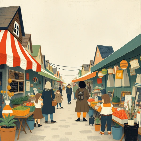 Strolling Through the Village Market