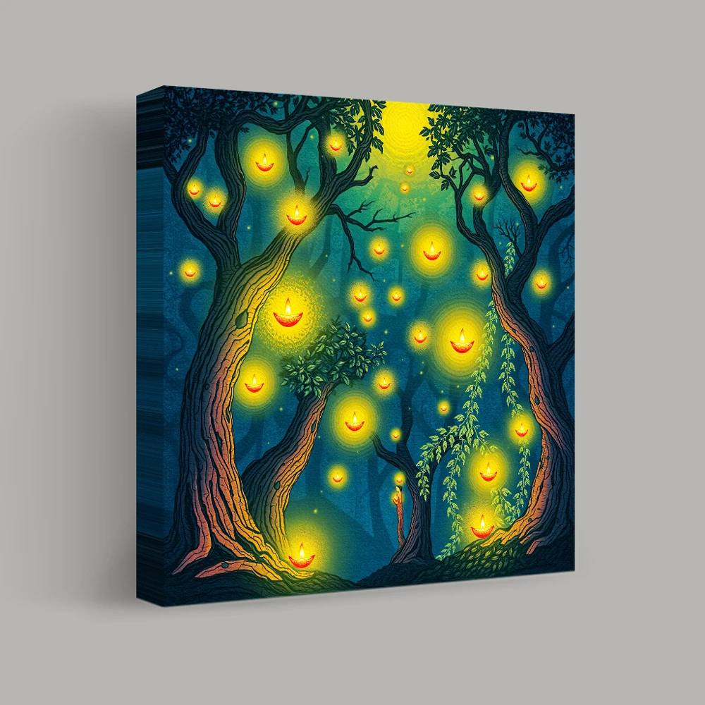 Enchanted Forest Lanterns — canvas