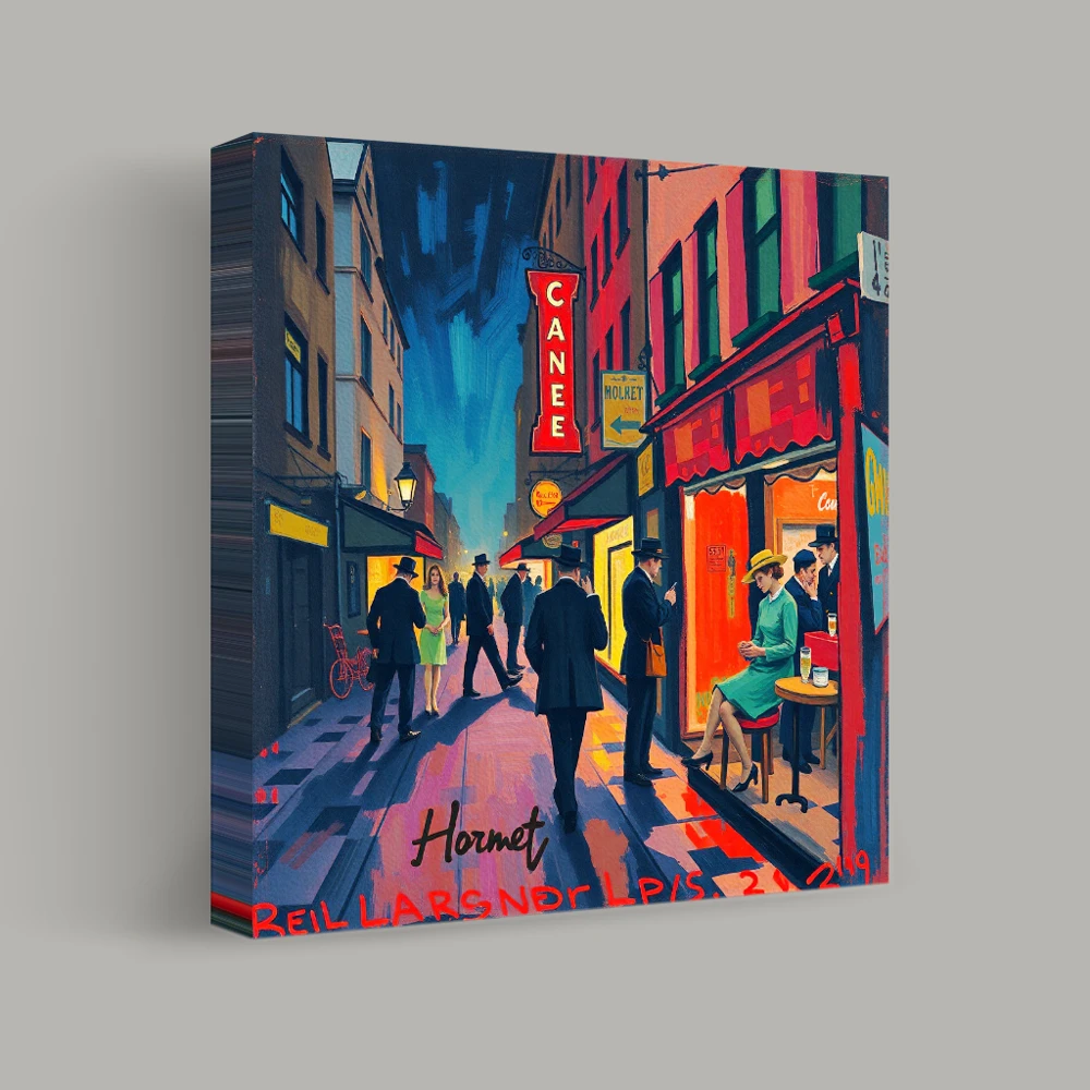 Night Stroll on Lantern Lane — canvas