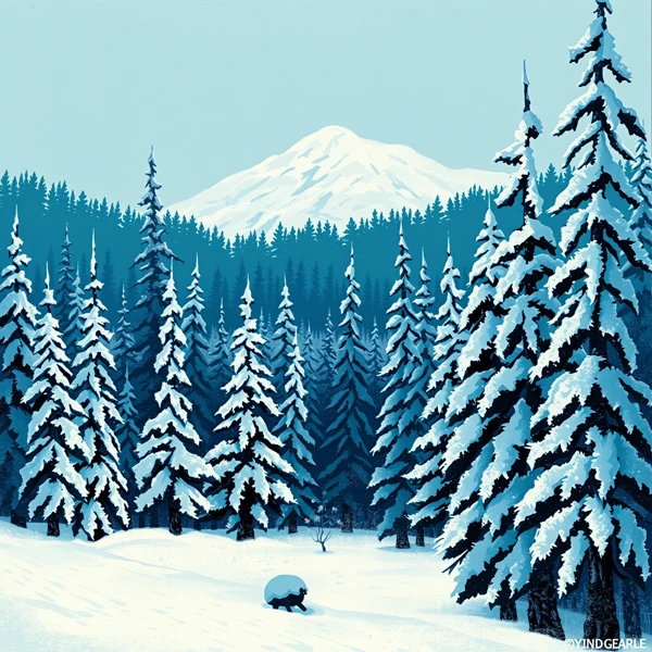 Winter's Embrace in the Pine Forest
