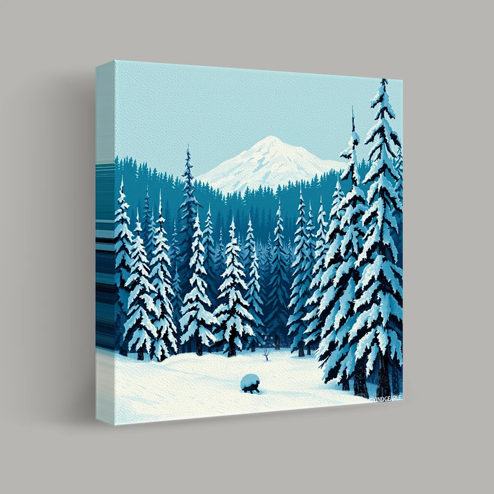 Winter's Embrace in the Pine Forest — canvas