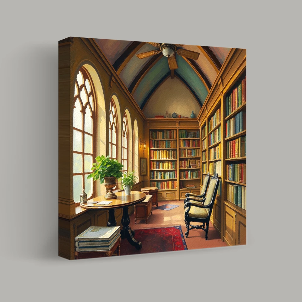 Sanctuary of Sunlit Pages — canvas