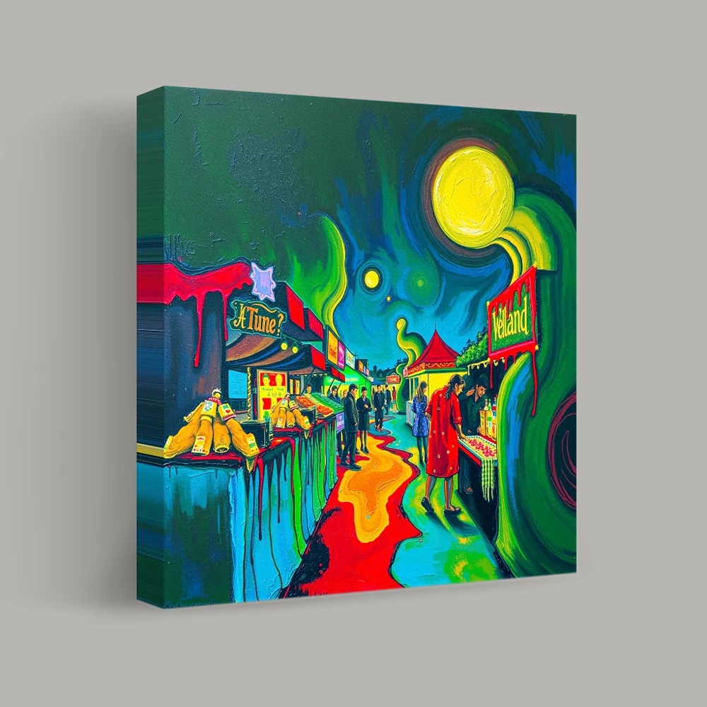 Moonlit Market Melodies — canvas