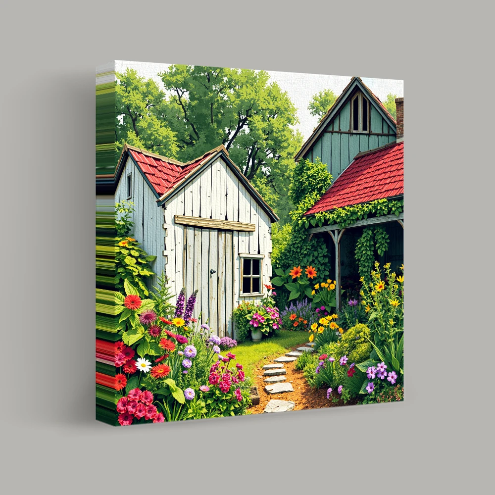 Whispers of a Vibrant Garden Retreat — canvas