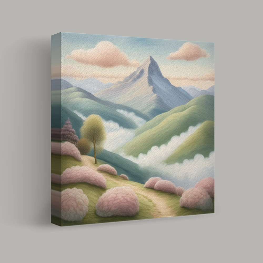 Pastel Peaks and Whispering Valleys — canvas