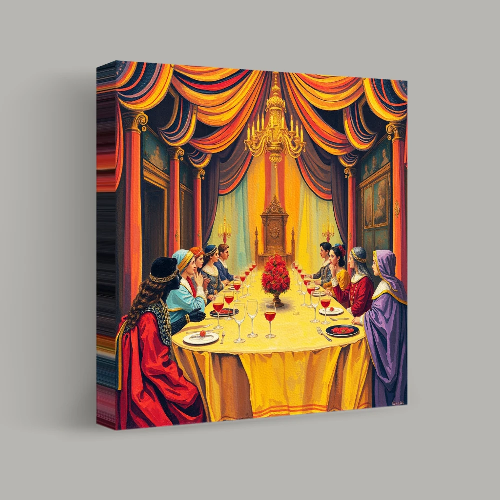 Feasting Under the Golden Canopy — canvas