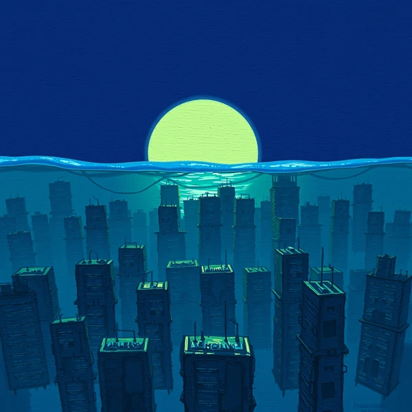 Submerged Skyline at Dusk