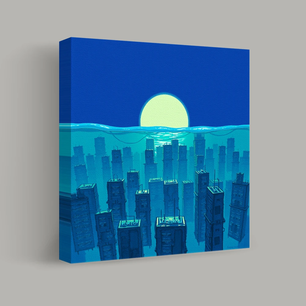 Submerged Skyline at Dusk — canvas