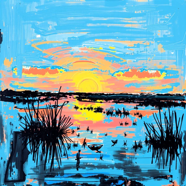 Sunset Symphony Over the Marsh