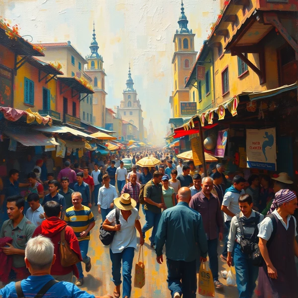 Vibrant Tapestry of a Marketplace