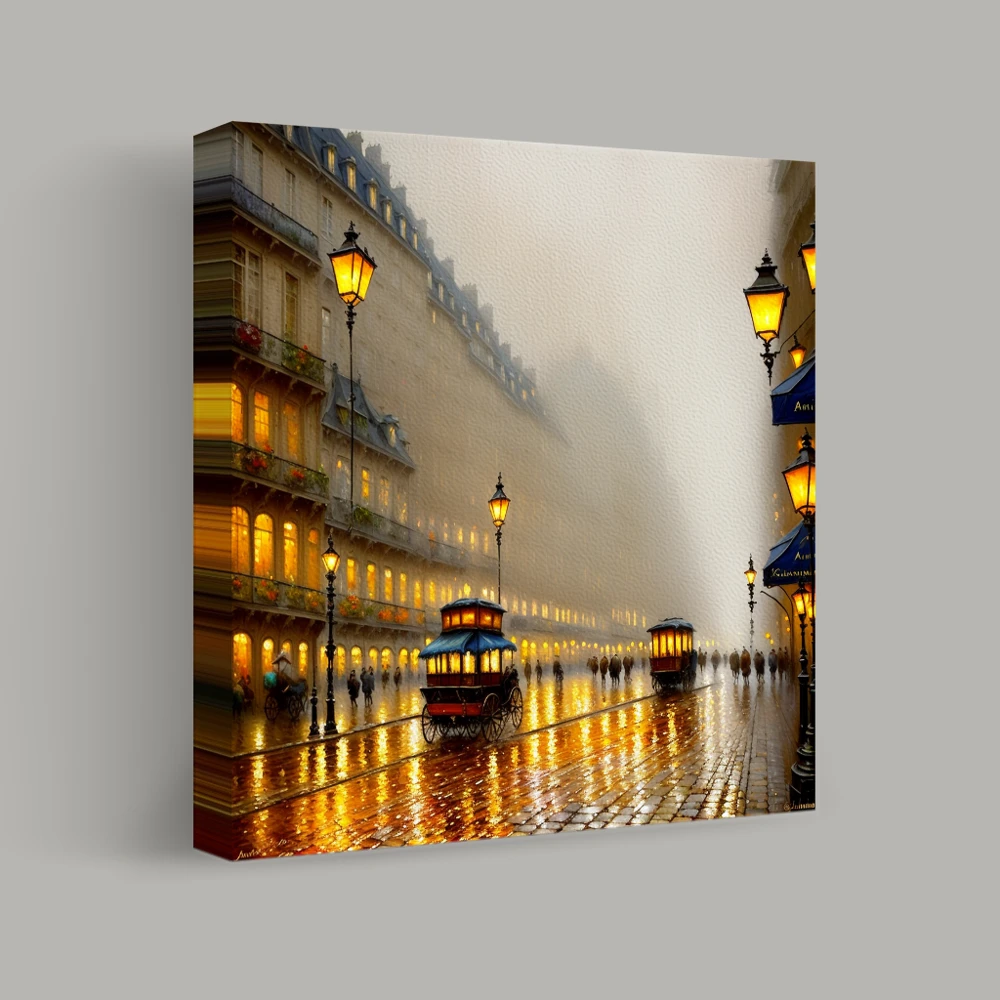 Echoes of a Rainy Boulevard — canvas