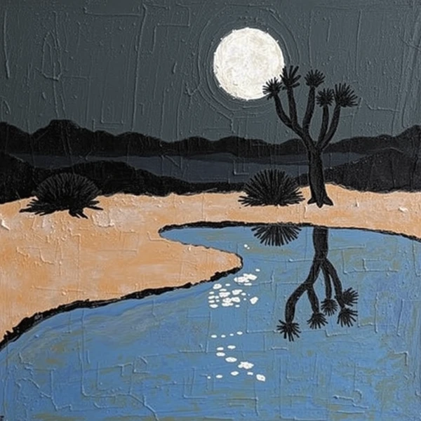 Moonlit Desert Reflection