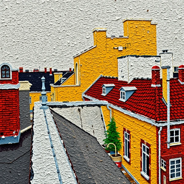 Vibrant Rooftop Tapestry