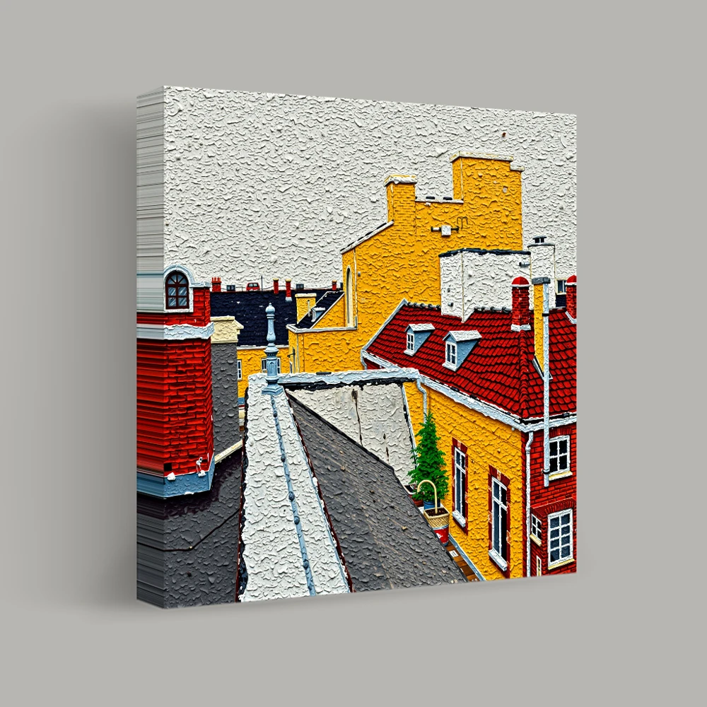Vibrant Rooftop Tapestry — canvas