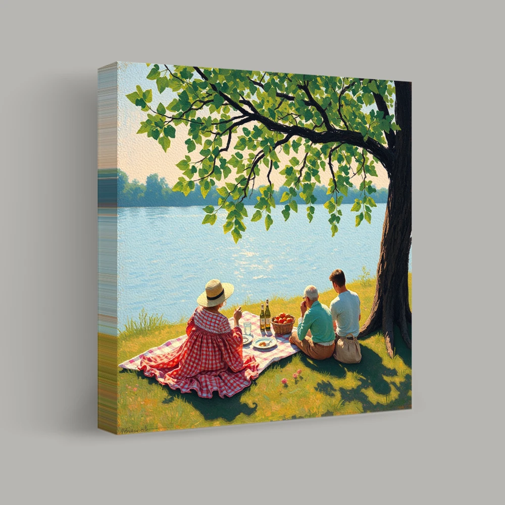 Riverside Picnic Retreat — canvas