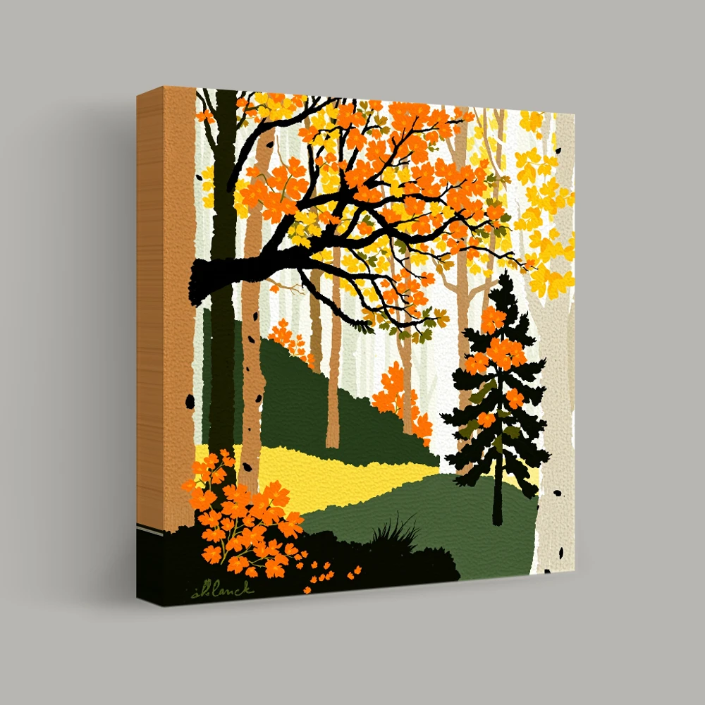 Autumn's Embrace in the Forest Grove — canvas