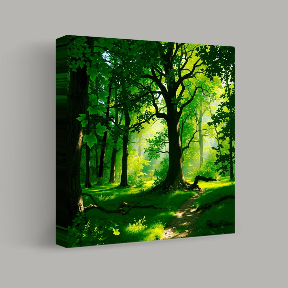 Sunlit Pathway Through the Forest — canvas