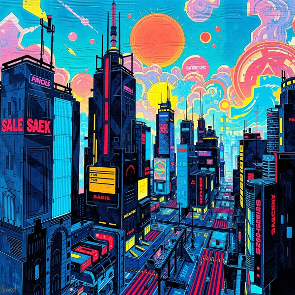Neon Skies Over Urban Dreams