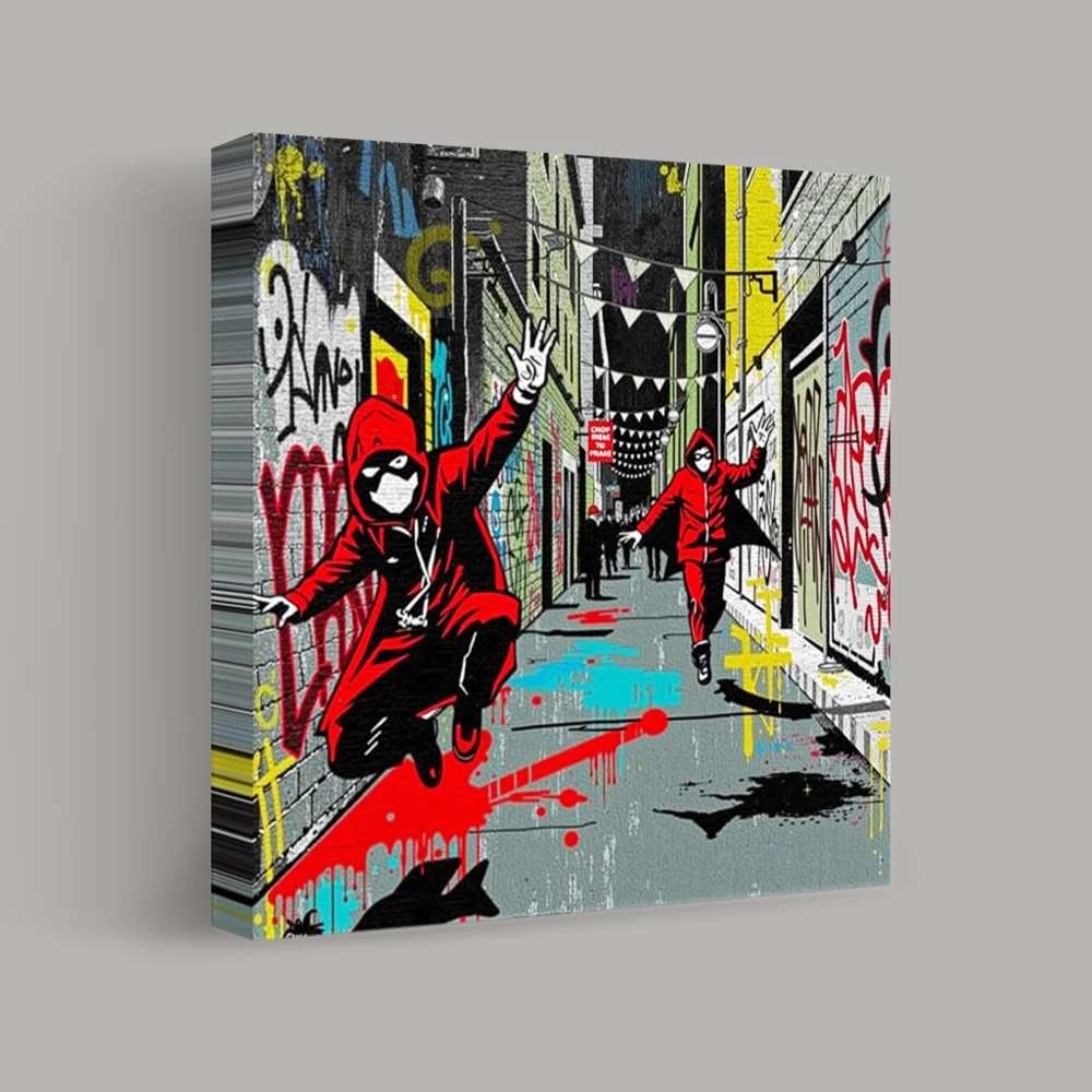 Pursuit Through Grafitti Alley — canvas